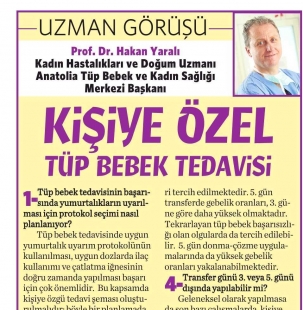 Kişiye özel tüp bebek tedavisi