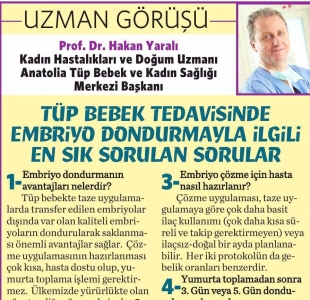 Tüp bebek tedavisinde embrivo dondurmayla ilgili en sık sorulan sorular