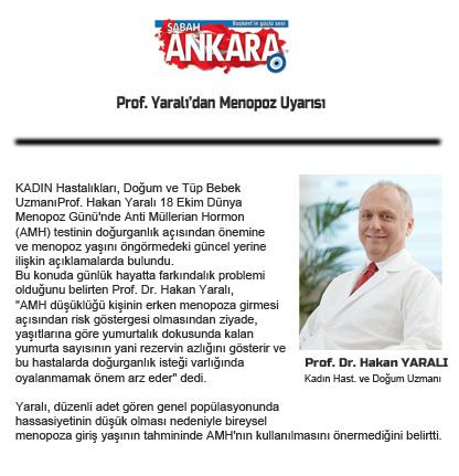 Prof. Yaralı'dan Menopoz Uyarısı