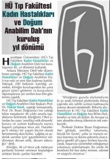 HÜ Tıp Fakültesi Kadın Hastalıkları ve Doğum Anabilim Dalı'nın kuruluş yıl dönümü